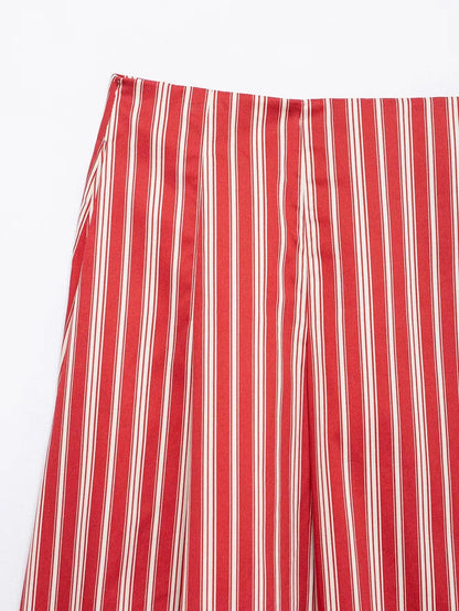 Skirts set - Sexy Club Chic Striped Women Suit Crew Neck Sleeveless Top Loose Long Straight Skirt Fashion 2025 Spring Summer Set