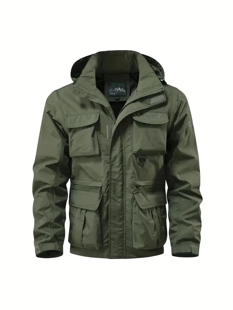 Men Coats - Detachable windproof sleeved hooded jacket suitable for outdoor activities men's casual waterproof multi pocket jacket vest