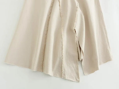 Matching Sets - Women Vintage Solid Suit Asymmetrical Strapless Slim Fit Vest+Zipper Flash Long Dress Women Casual Elegant Sets