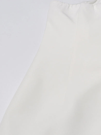 Party Dresses - Patchwork Appliques Mini Dresses For Women Diagonal Collar Sleevelss Spliced Lace Up High Waist Dresses Female New