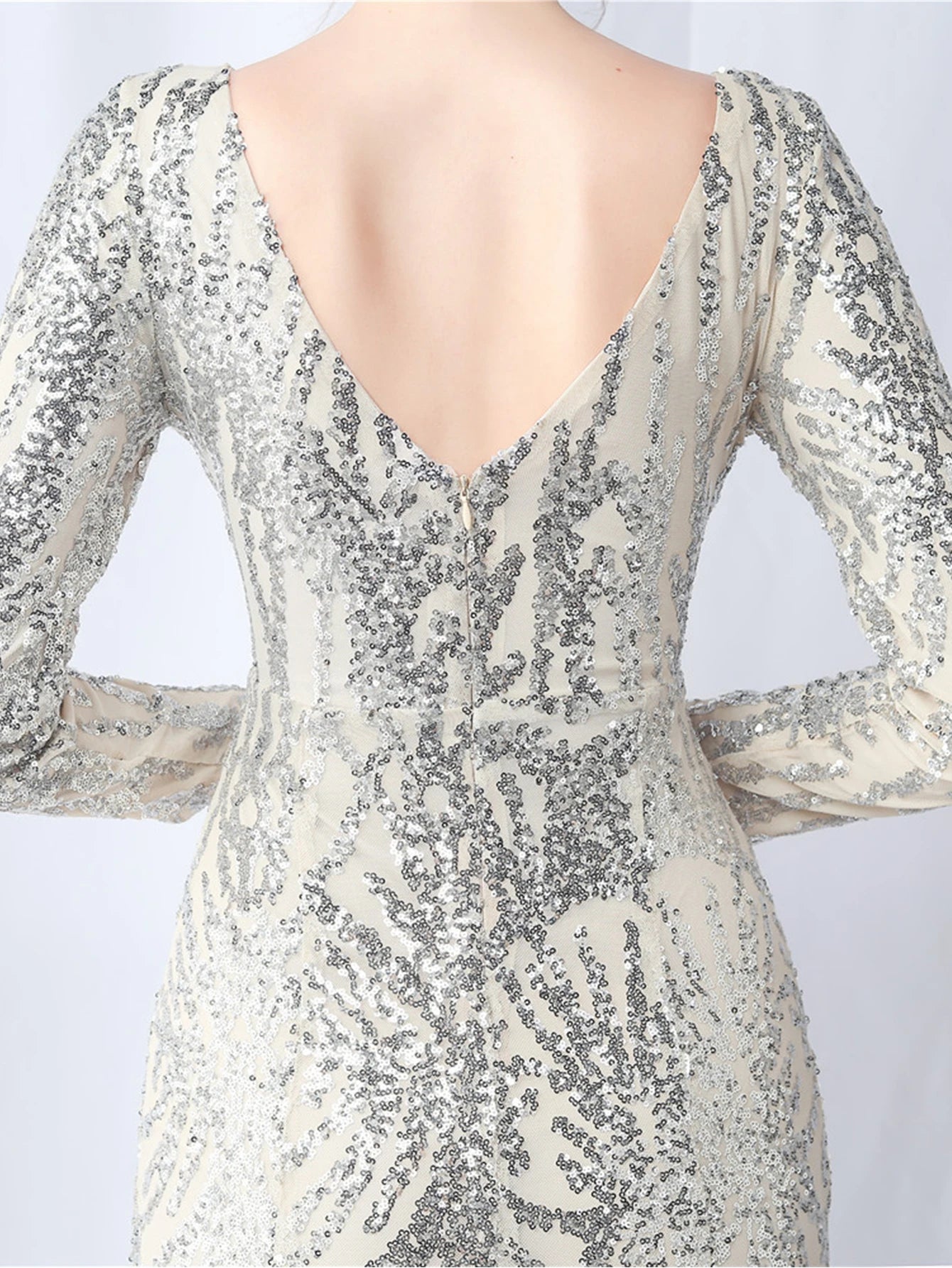 Sequin Dresses - Sexy backless maxi sequin summer dress women 2024 elegant luxury mesh wedding party dress long sleeve evening dresses vestidos