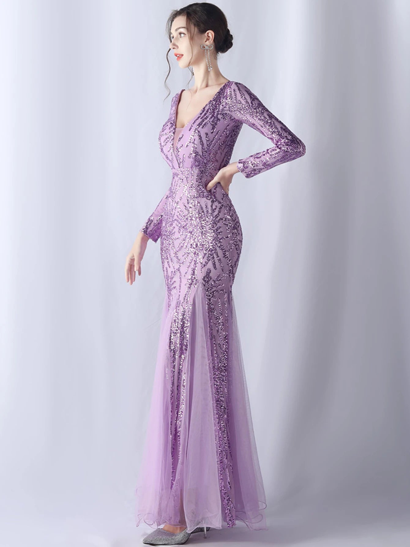 Sequin Dresses - Sexy backless maxi sequin summer dress women 2024 elegant luxury mesh wedding party dress long sleeve evening dresses vestidos