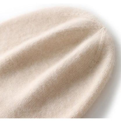 Hats - Unisex 100 Cashmere Hats Outdoor Casual Keep Warm Solid Color Cashmere Knitted Beanie Hat Women /Men Hedging Caps