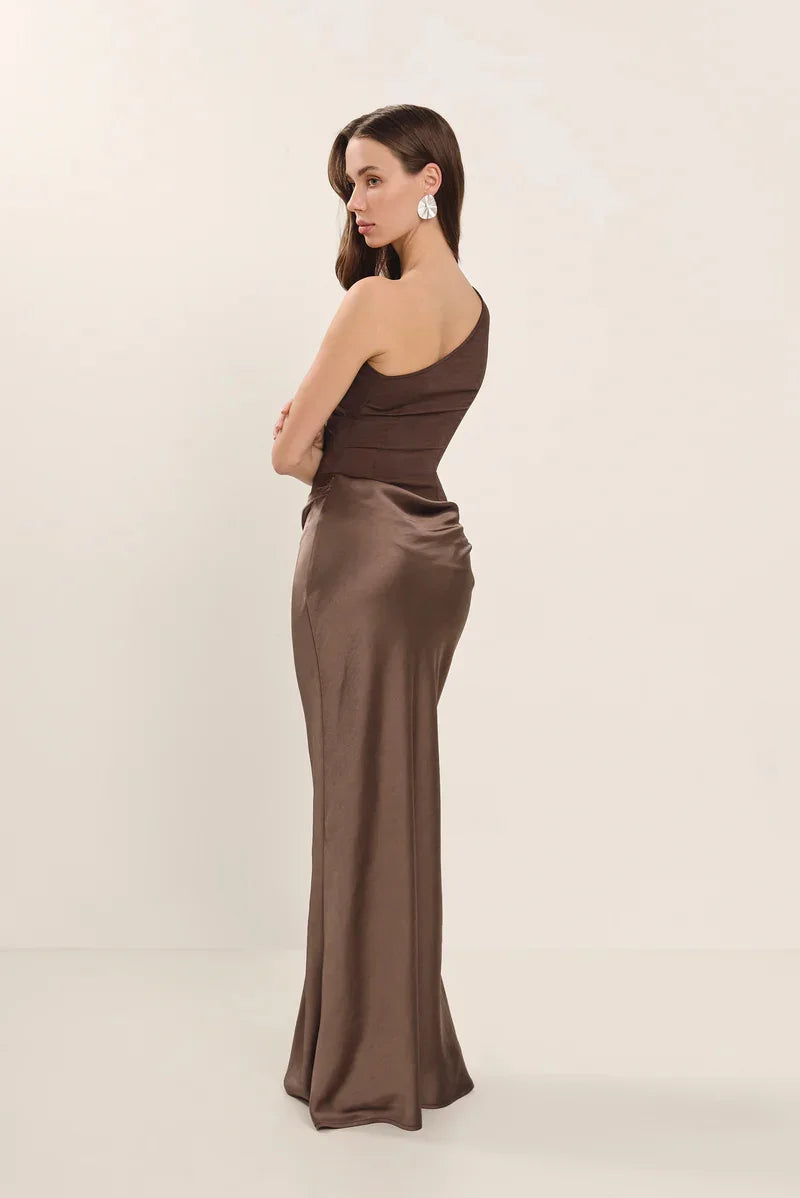 Elegant Dresses - Satin Inclined Shoulder Sexy Maxi Dress Women Fashion Patchwork Sleeveless Backless Bodycon Evening Club Party Dress