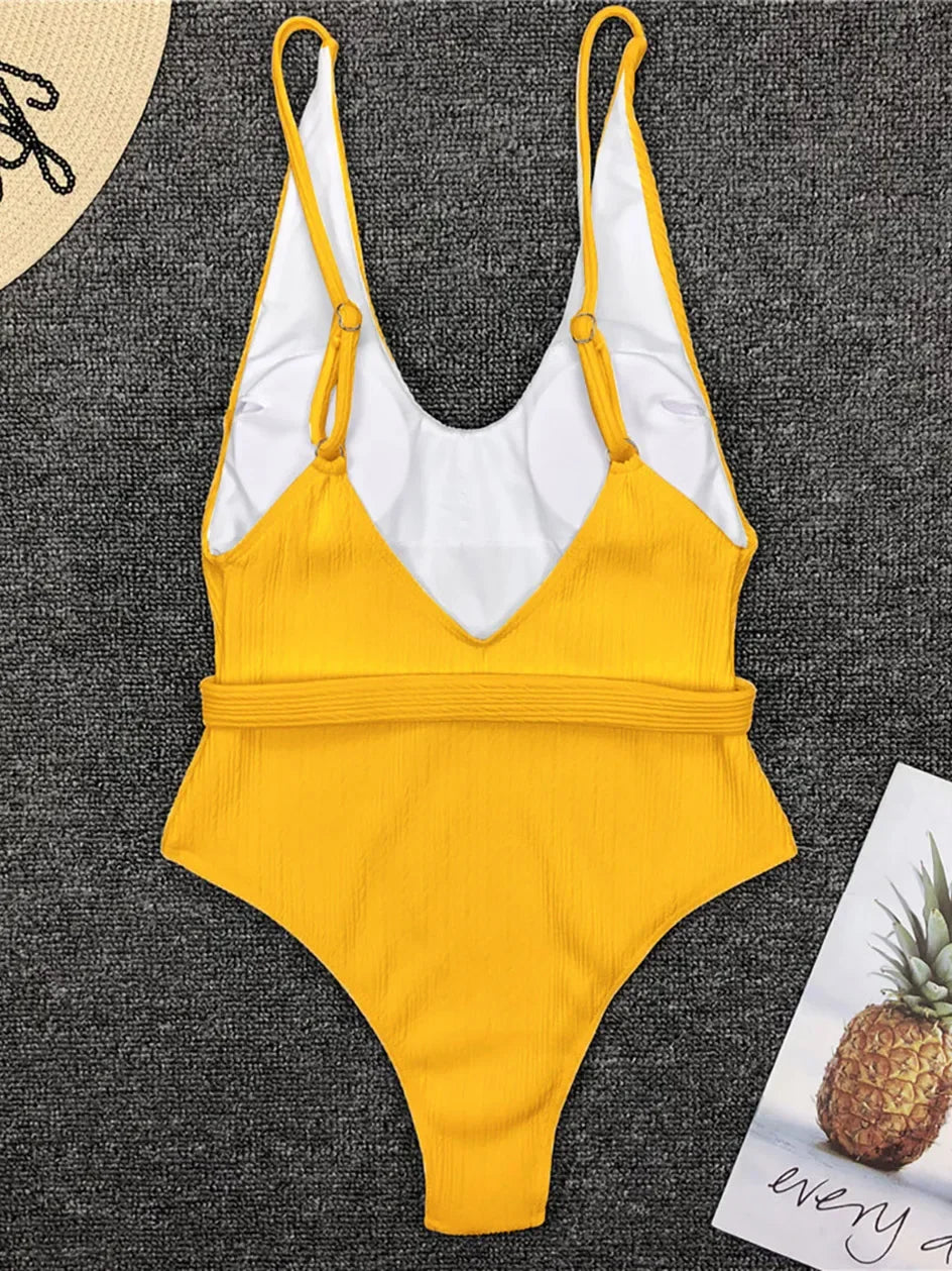 Swimwear - One Piece Swimsuit Women Swimwear Sexy White 2025 V Neck Bathing Suit Bodysuit Swimming Suits for Swimwear Beach Wear Monokini