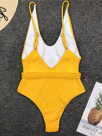 Swimwear - One Piece Swimsuit Women Swimwear Sexy White 2025 V Neck Bathing Suit Bodysuit Swimming Suits for Swimwear Beach Wear Monokini