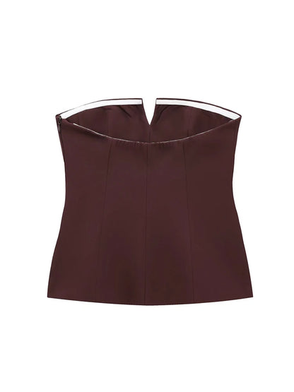 Strapless Tops - Spring Summer Women Strapless Crop 2025 Tops Basic Sleeveless Office Lady Tops Trend Street Classic Solid Tube Tops