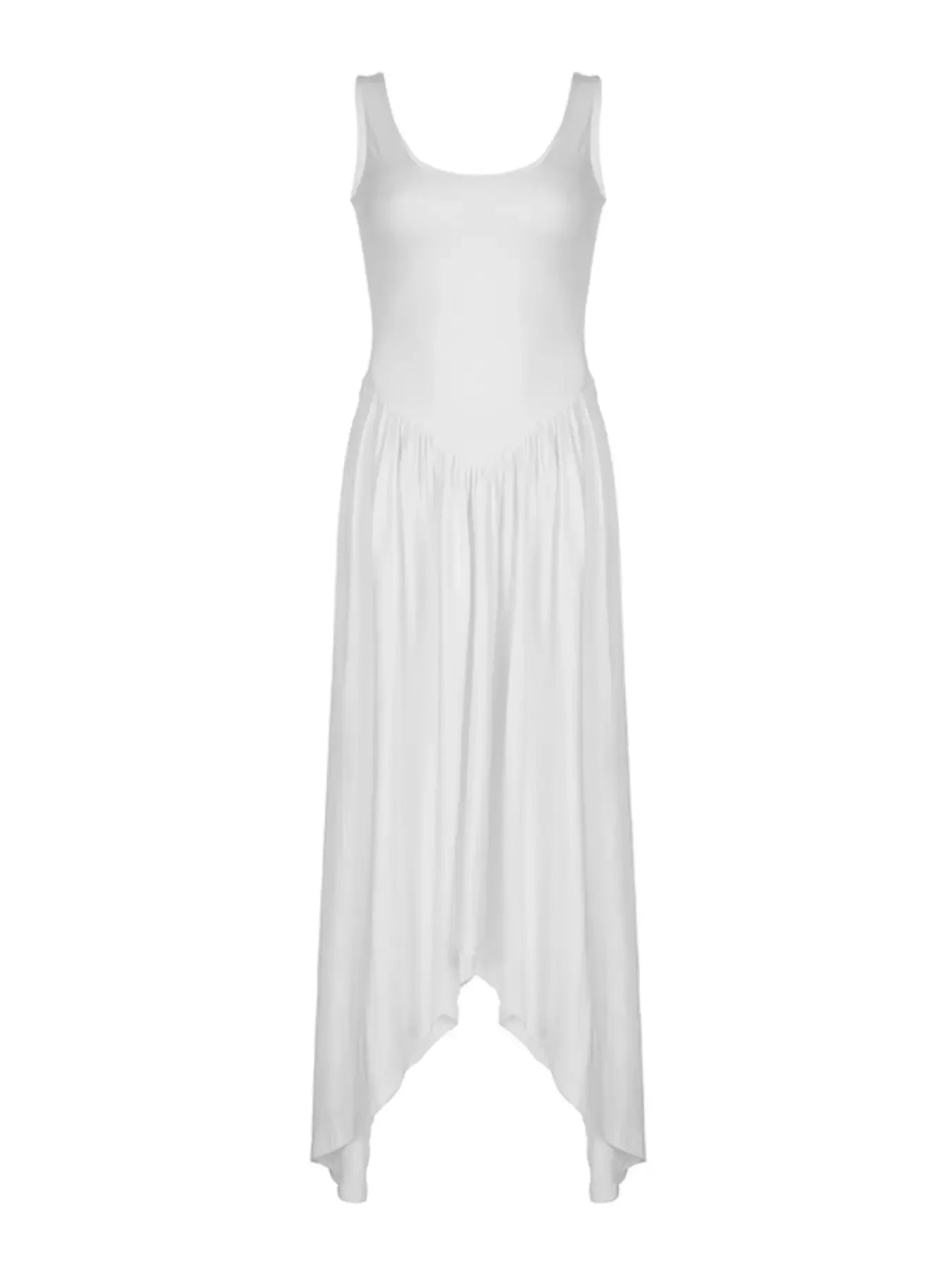 Casual Dresses - Solid Basic Sleeveless U Neck Asymmetrical Hem Long Dresses Women Casual Summer Vacation Clothing