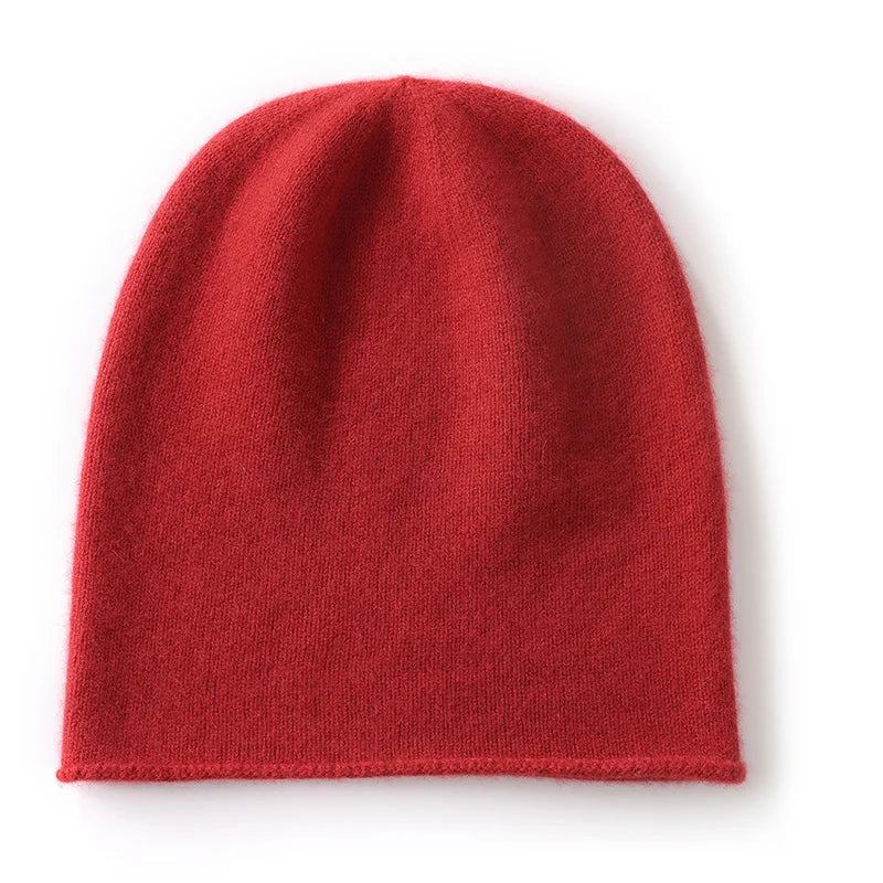 Hats - Unisex 100 Cashmere Hats Outdoor Casual Keep Warm Solid Color Cashmere Knitted Beanie Hat Women /Men Hedging Caps