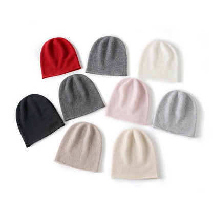 Hats - Unisex 100 Cashmere Hats Outdoor Casual Keep Warm Solid Color Cashmere Knitted Beanie Hat Women /Men Hedging Caps