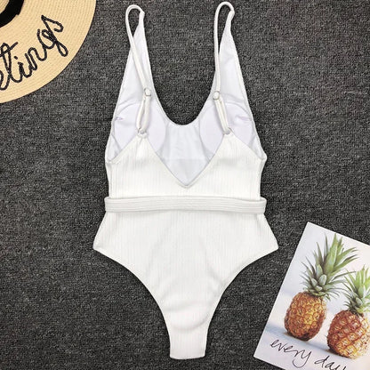 Swimwear - One Piece Swimsuit Women Swimwear Sexy White 2025 V Neck Bathing Suit Bodysuit Swimming Suits for Swimwear Beach Wear Monokini