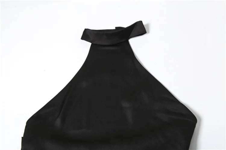 Elegant Dresses - Halter Dress Women Smooth Backless Satin Silky Summer Trend Birthday Banquet Party Elegant Sleeveless Skinny Maxi Bodycon