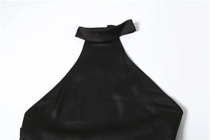 Elegant Dresses - Halter Dress Women Smooth Backless Satin Silky Summer Trend Birthday Banquet Party Elegant Sleeveless Skinny Maxi Bodycon