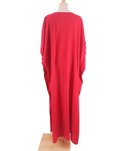 Kaftans - Women's Clothing Swimwears Solid Color Cover Up V Neck Batwing Sleeve Plus Size Beach Kaftan Dresses