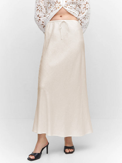 Satin Skirts - Elegant Midi Skirt in Satin