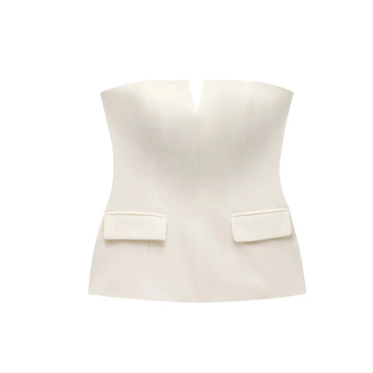 Strapless Tops - Spring Summer Women Strapless Crop 2025 Tops Basic Sleeveless Office Lady Tops Trend Street Classic Solid Tube Tops