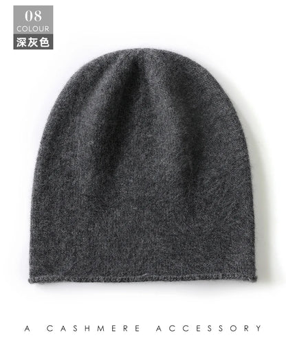 Hats - Unisex 100 Cashmere Hats Outdoor Casual Keep Warm Solid Color Cashmere Knitted Beanie Hat Women /Men Hedging Caps