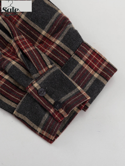 Fashion Loose Plaid 2 Piece Sets Women Outfit 2025 Elegant Long Sleeve Shirt With High Waist Mini Skirt Set Female