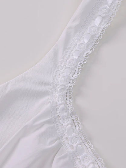 Dresses - Lace Accented A-Line Dress for Outdoor Parties