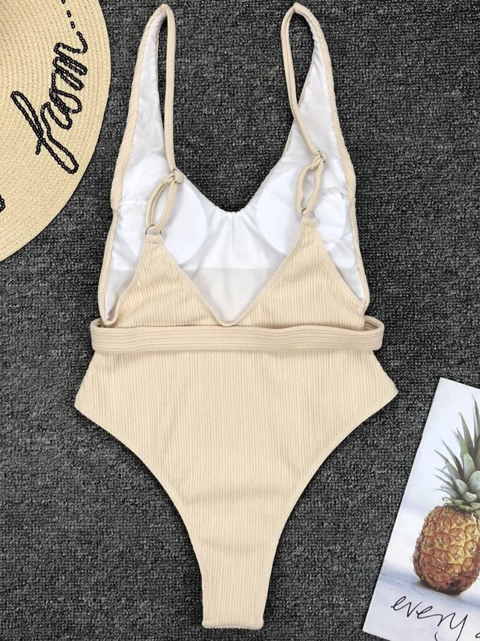 Swimwear - One Piece Swimsuit Women Swimwear Sexy White 2025 V Neck Bathing Suit Bodysuit Swimming Suits for Swimwear Beach Wear Monokini
