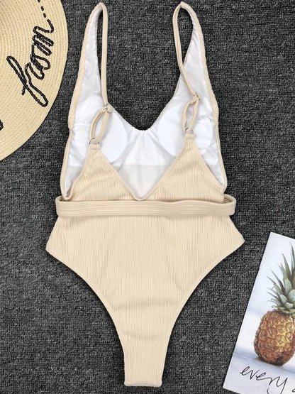 Swimwear - One Piece Swimsuit Women Swimwear Sexy White 2025 V Neck Bathing Suit Bodysuit Swimming Suits for Swimwear Beach Wear Monokini