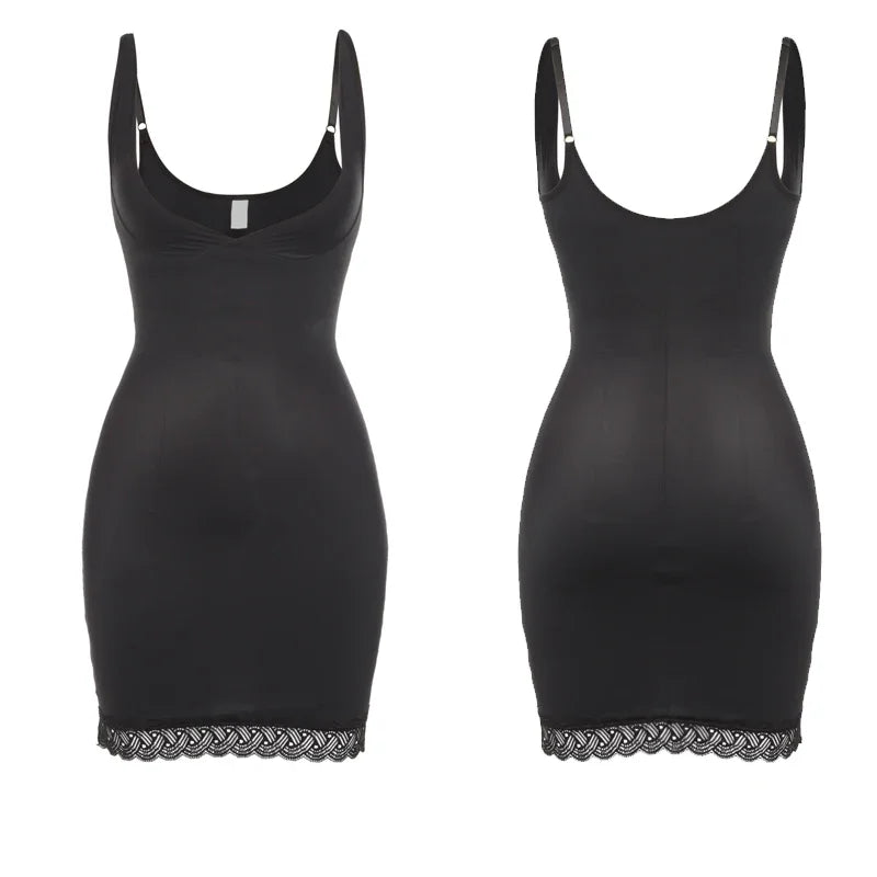 Shapers - Womens Full Slip Shapewear Dress Bodysuits Lingerie with Lace Firm Control Open Bust Waist Cinchers Body Shaper Dresses