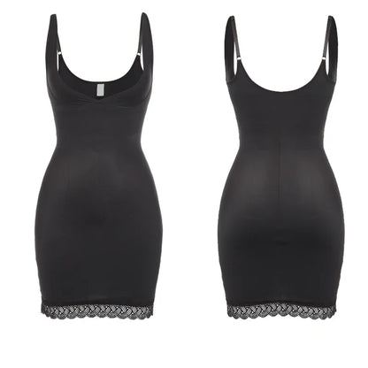 Shapers - Womens Full Slip Shapewear Dress Bodysuits Lingerie with Lace Firm Control Open Bust Waist Cinchers Body Shaper Dresses