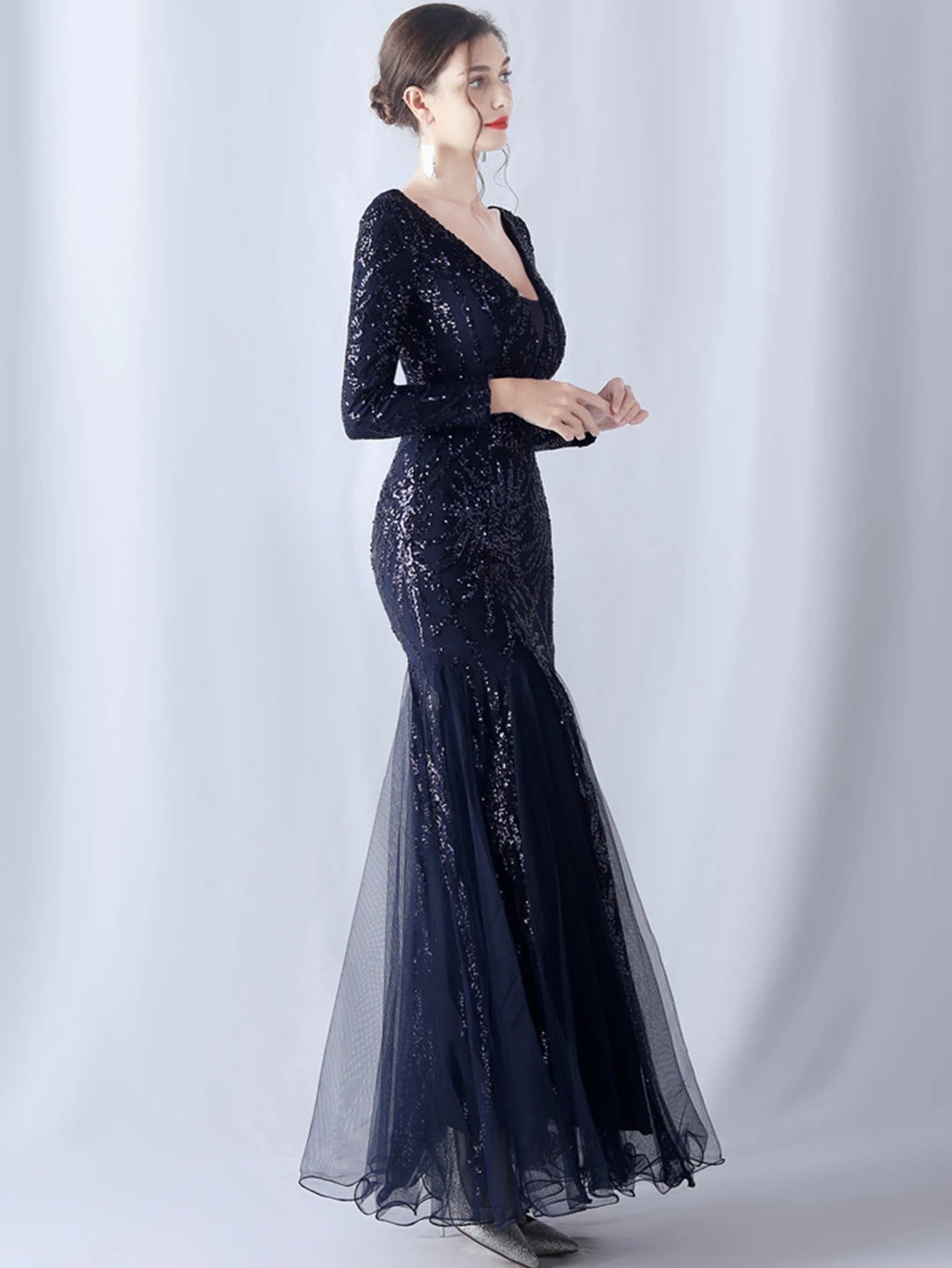Sequin Dresses - Sexy backless maxi sequin summer dress women 2024 elegant luxury mesh wedding party dress long sleeve evening dresses vestidos
