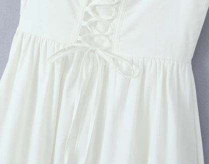 Midi Dresses - women's clothing French white waist slimming suspender dress female summer three-dimensional