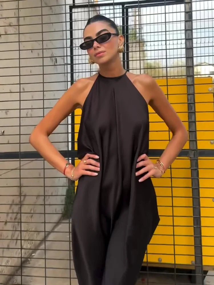 Cocktail Dresses - Sexy Halter Women's Dressess Elegant Lace Up Backless Sleeveless Oversize Dress Female Summer New Lady Party Robes