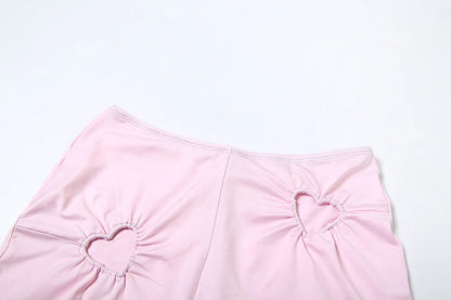 Matching Sets - Spring Release Junior Ankle-Length High Street Pants Suit K25S63797 Girl Solid Slim Love Hollow Pattern Pants Suit