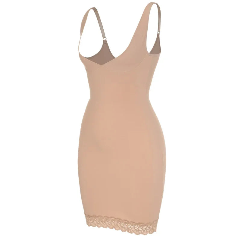 Shapers - Womens Full Slip Shapewear Dress Bodysuits Lingerie with Lace Firm Control Open Bust Waist Cinchers Body Shaper Dresses