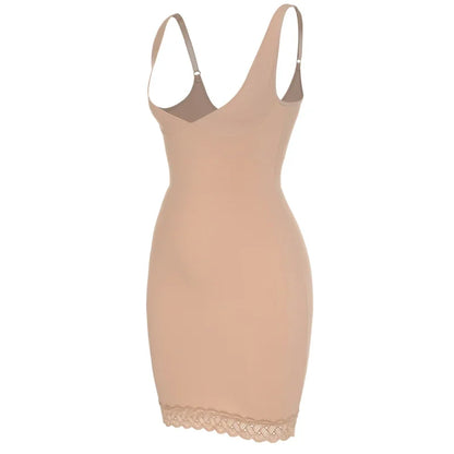 Shapers - Womens Full Slip Shapewear Dress Bodysuits Lingerie with Lace Firm Control Open Bust Waist Cinchers Body Shaper Dresses