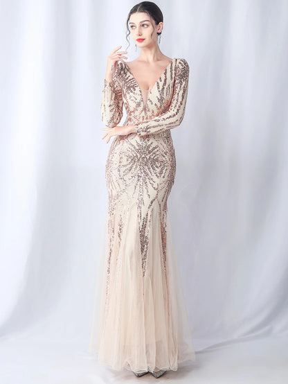 Sequin Dresses - Sexy backless maxi sequin summer dress women 2024 elegant luxury mesh wedding party dress long sleeve evening dresses vestidos