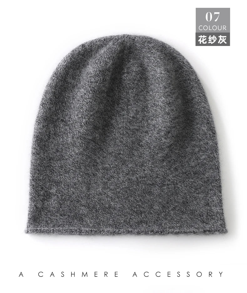 Hats - Unisex 100 Cashmere Hats Outdoor Casual Keep Warm Solid Color Cashmere Knitted Beanie Hat Women /Men Hedging Caps