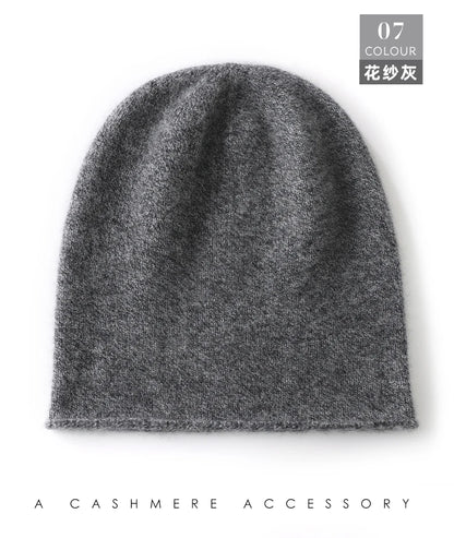Hats - Unisex 100 Cashmere Hats Outdoor Casual Keep Warm Solid Color Cashmere Knitted Beanie Hat Women /Men Hedging Caps
