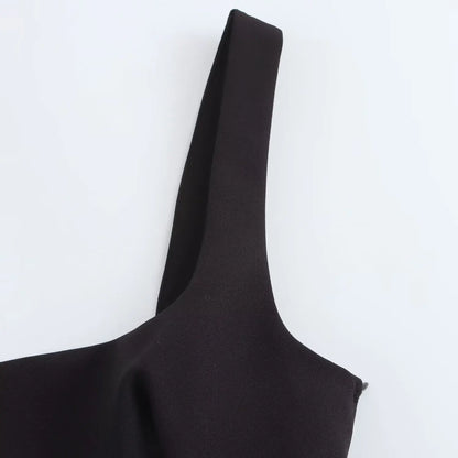 Blouses - Summer Women's Backless Bow Tops Sweet Square Neck Slim Tank Tops Solid Camisole Y2k Vests Short Top Woman Clothing