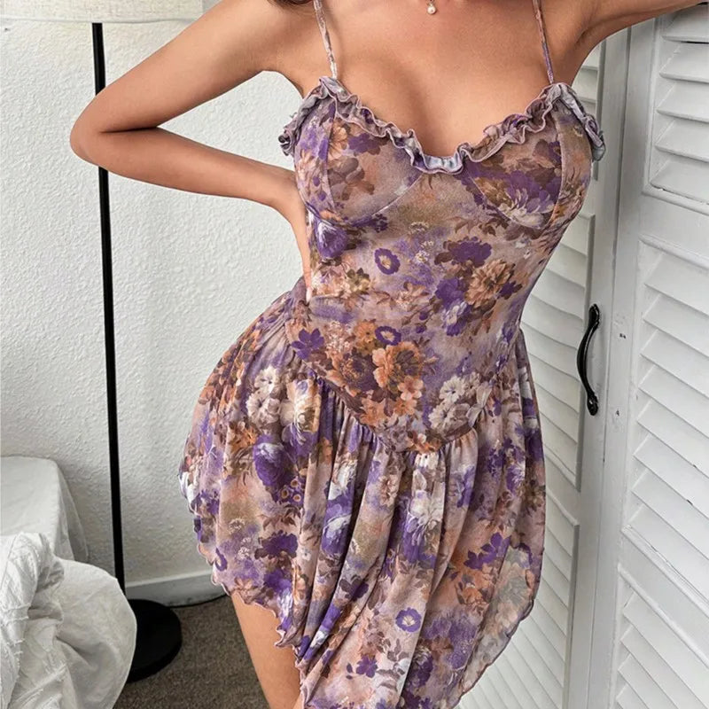 Babydolls - Babydolls Floral pleated camisole short skirt and nightgown Women pajama sexy lingerie for women push up adult sexy nights xxx