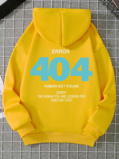 Hoodies - Women's Sweatshirts Error 404 Human Not Found sorry Prints Hoodies Fleece Long Sleeve Oversized Clothes Hip Hop Street Pullover