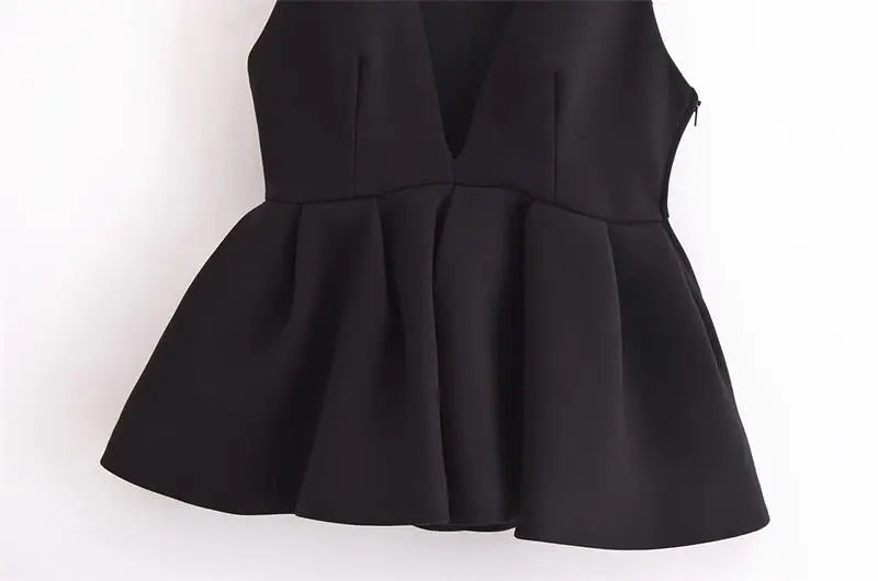 Peplum Tops - Elegant Women's Tops Tank Autumn 2024 Chic V-neck Party Tank Tops Women's Street Fashion Youth Joker Tops