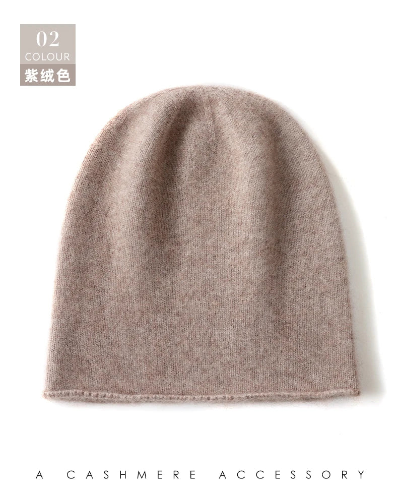 Hats - Unisex 100 Cashmere Hats Outdoor Casual Keep Warm Solid Color Cashmere Knitted Beanie Hat Women /Men Hedging Caps