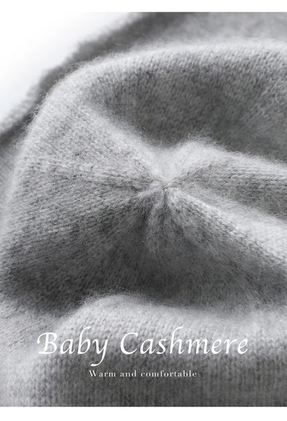 Hats - Unisex 100 Cashmere Hats Outdoor Casual Keep Warm Solid Color Cashmere Knitted Beanie Hat Women /Men Hedging Caps