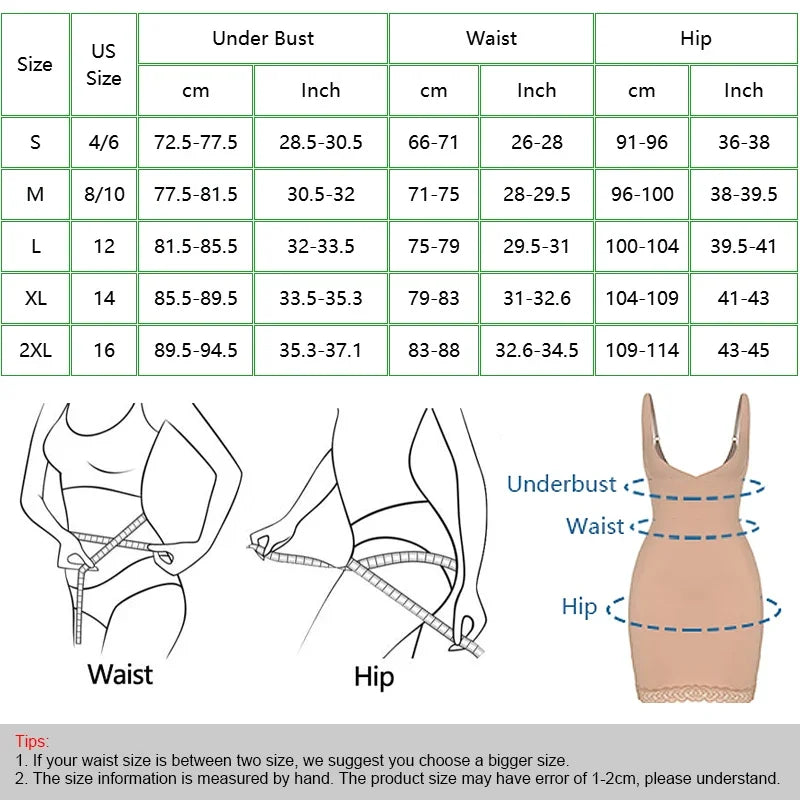 Shapers - Womens Full Slip Shapewear Dress Bodysuits Lingerie with Lace Firm Control Open Bust Waist Cinchers Body Shaper Dresses