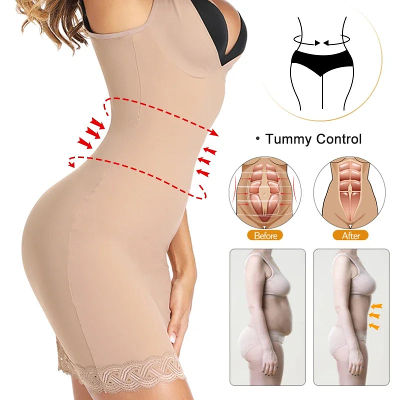 Shapers - Womens Full Slip Shapewear Dress Bodysuits Lingerie with Lace Firm Control Open Bust Waist Cinchers Body Shaper Dresses