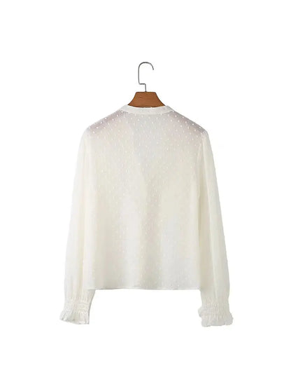 Blouses - 2025 Spring Summer Women French Fashion Chiffon Shirts Ruffle Design Single-breasted Vintage Blouses