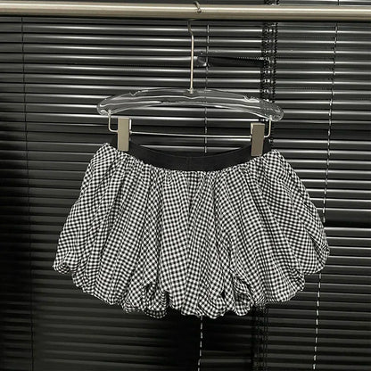 Fit and Flare Dresses - Women's Fashion Back Bandage Design Strapless 2025 Spring New Items Plaid High Elastic Waist A-line Skirt Female 111A02355