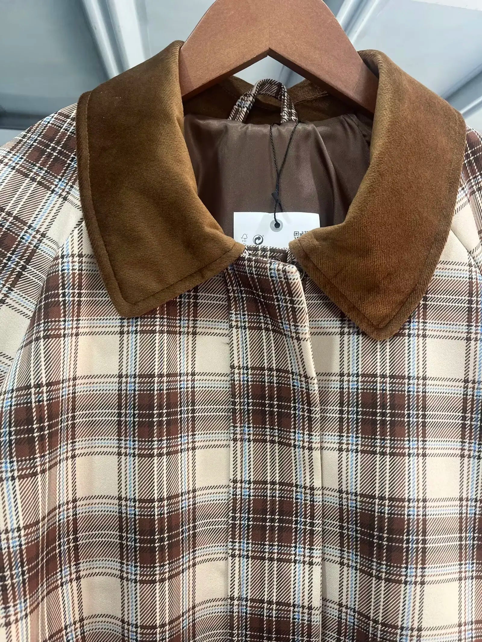 Jackets - Spring New Jacket French Romantic Women's Retro Plaid Cape Long Sleeve Cotton POLO Collar Jacket