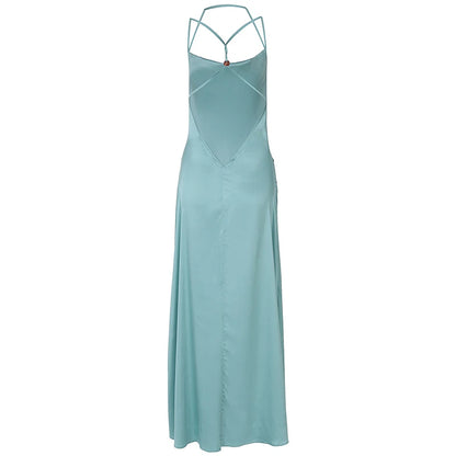 Elegant Dresses - Spaghetti Strap Backless Sexy Maxi Dress Women Gown Fashion Solid Sleeveless Bodycon Evening Club Long Dress Elegant