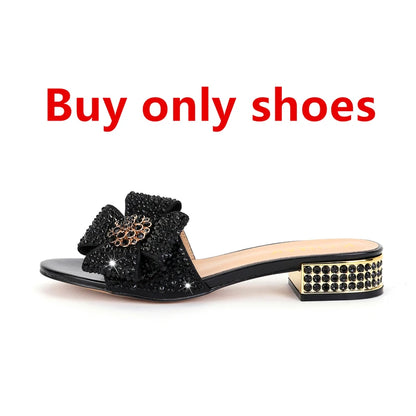 Shoes - New Ladies Rhinestone Clutch Flat Heel Diamond Evening Shoes and Bag suit Rhinestone Flat plus size Stone Slippers Size 34-44