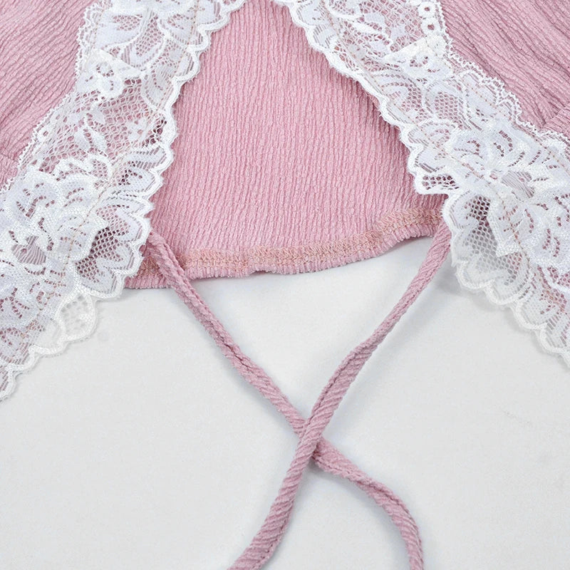 Camis - Sexy Crop Top Women Camis Summer Sleeveless Fashion Streetwear Pink Lace Camis Backless Casual Solid Basic Female Cropped Top